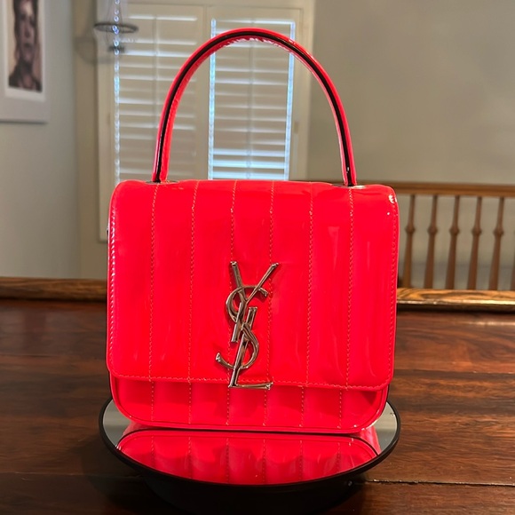 Saint Laurent Handbags - SAINT LAURENT Hot Pink Vicky Patent Leather Crossbody Bag